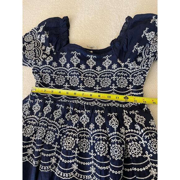 NWT Kings Road Women's Embroidered Eyelet Raw Hem Mini Babydoll Dress Blue S Y2K - Picture 12 of 12